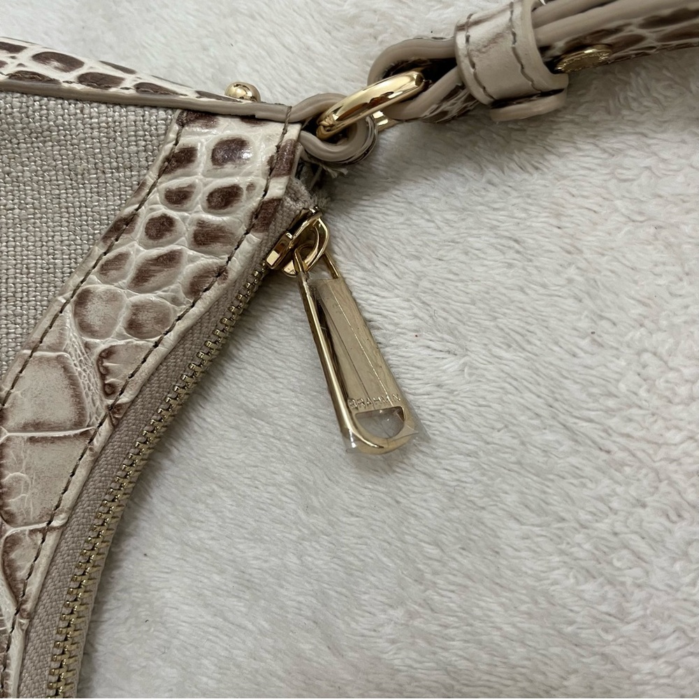 Brahmin Esme Meadowlands Floral Embroidered Snake Embossed Leather Shoulder Bag - Picture 5 of 14